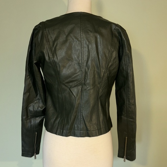 LOFT deep olive green faux leather jacket women’s size 0 - Picture 6 of 11